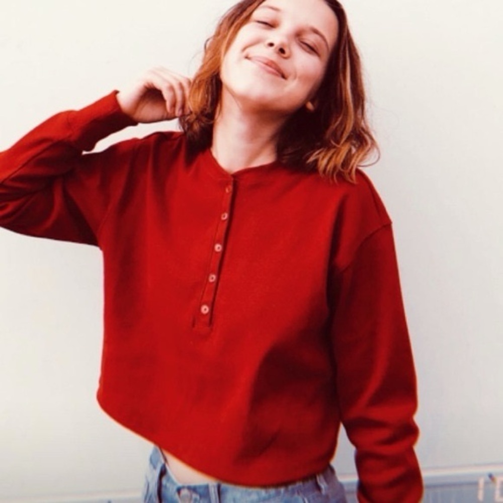 Wilfred Red Henley Sweatshirt